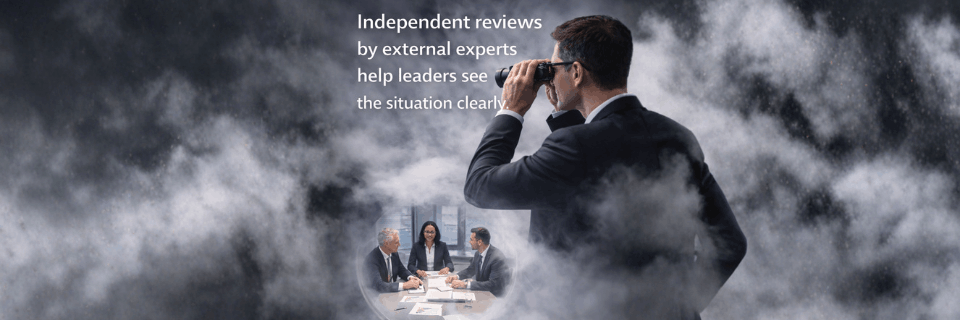 Independent reviews by external experts help leaders see the situation clearly